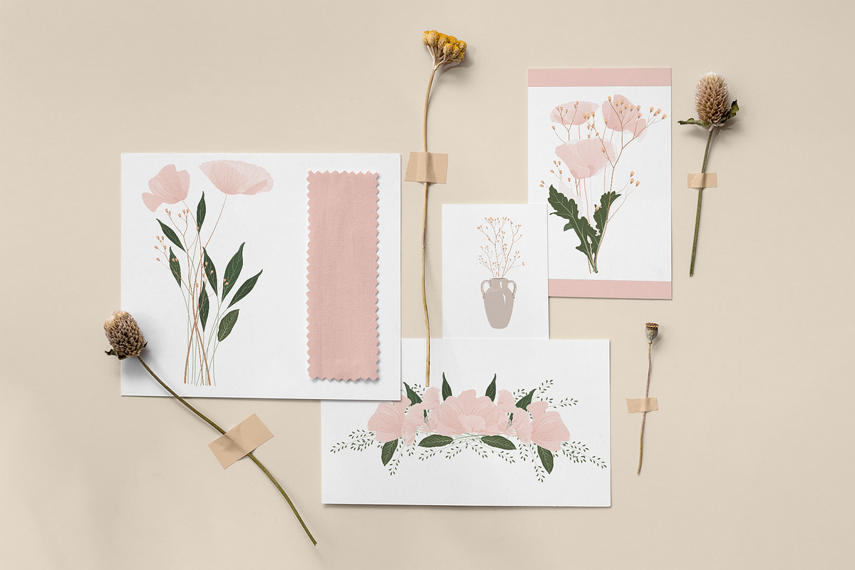 Blush Pink Flowers Poppies One Touch, an Illustration by MariiaVasilenko (Photo 4 of 10)