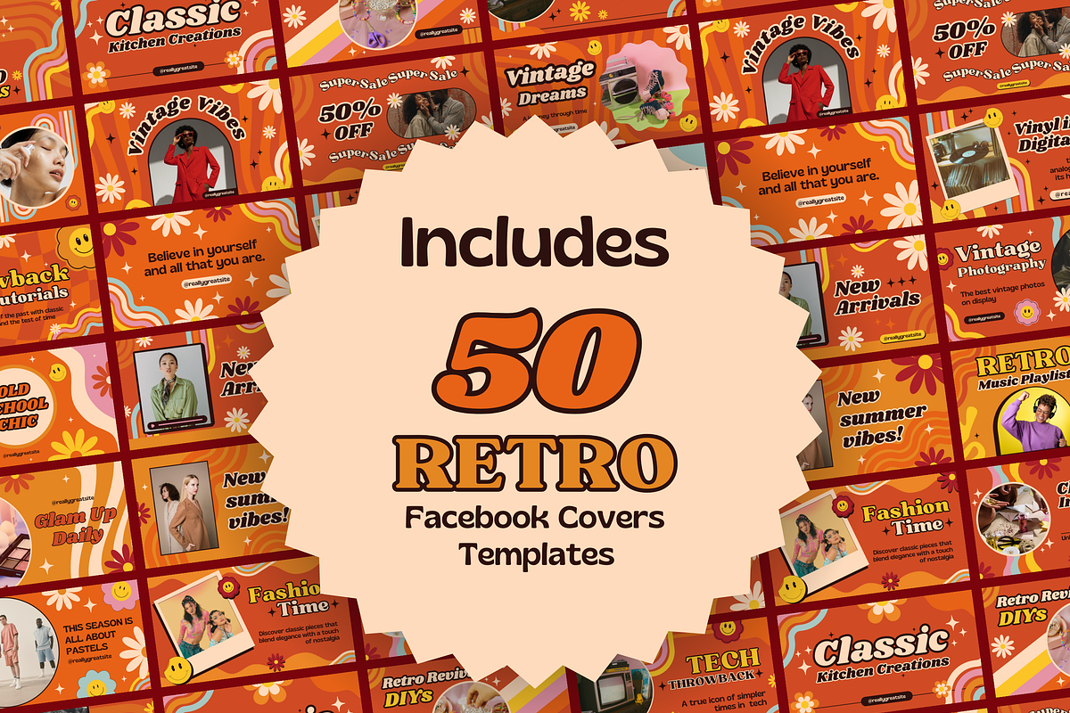 50 Retro Cover Templates Groovy, a Templates & Theme by TemplateCastleStore (Photo 5 of 9)