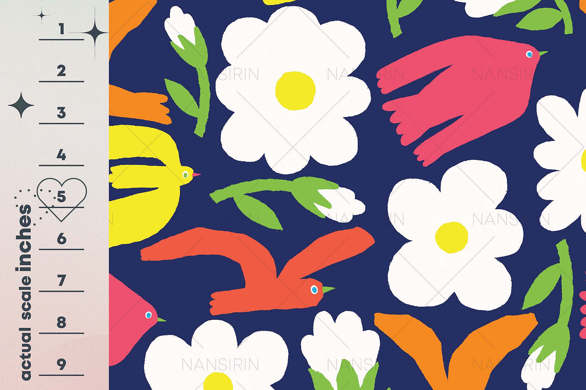 Bird and Daisy Seamless Pattern Set, a Pattern Graphic by Nansirins Studio (Photo 5 of 9)