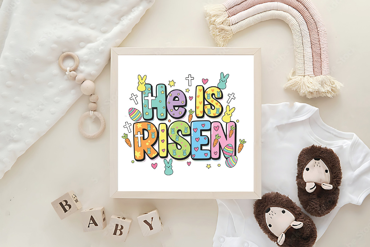 Colorful He Is Risen Easter PNG, an Illustration by CraftArtStudio (Photo 4 of 4)