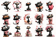Whimsical Valentine Black Cat Clipar, an Illustration by OK Design (Thumbnail 3 of 6)