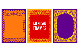 Papel picado Mexican fiesta frames, a Decorative Illustration by Vector Tradition