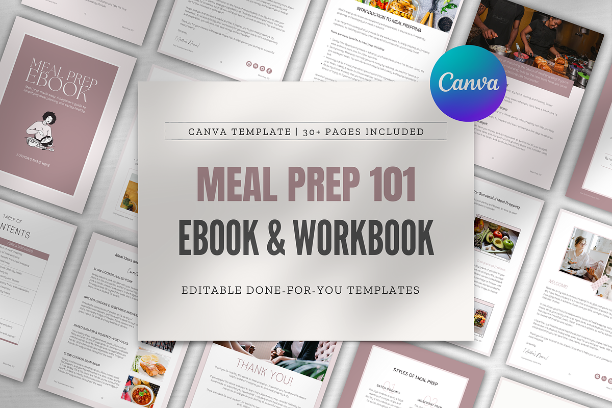 Meal Prep eBook and Workbook | Canva, a Magazine Template by Designs by Darowan (Photo 1 of 10)