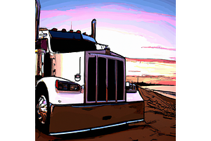 Art, Semi Truck, Illustration