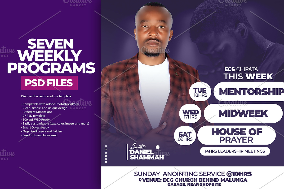 Editable church service program templa