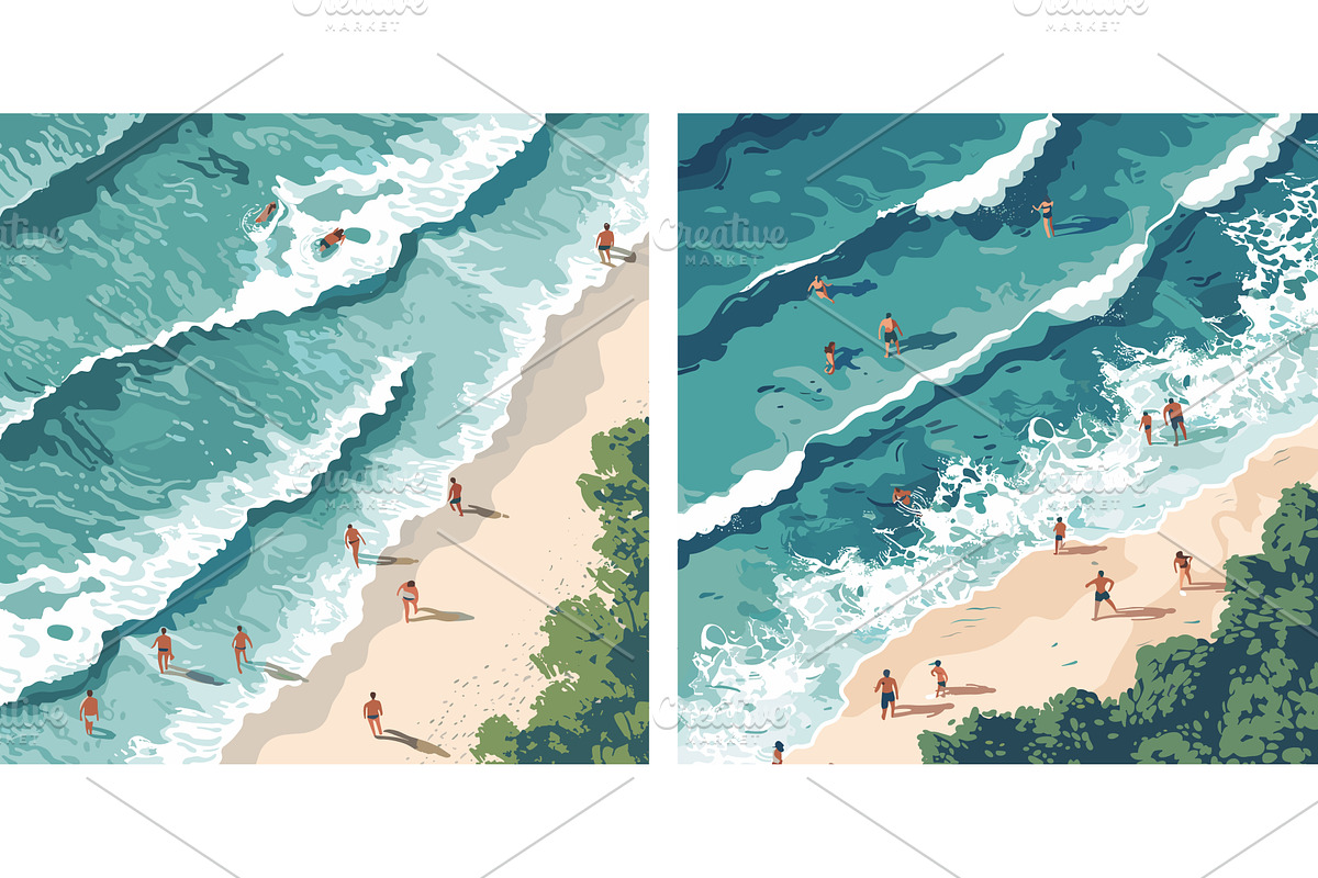 Seashore cartoon vectors not scenes, an Illustration by Onyx
