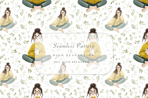 Quirky Girl Seamless Pattern, a Decorative Illustration by Pati Charm Studio