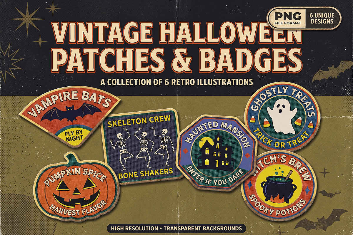 Halloween Vintage Patch Badge PNG, an Object Graphic by NH graphic (Photo 3 of 3)