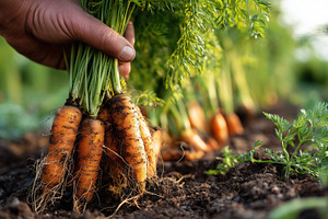 Hand harvesting freshly grown carrot, a Nature Photo by MistyDay