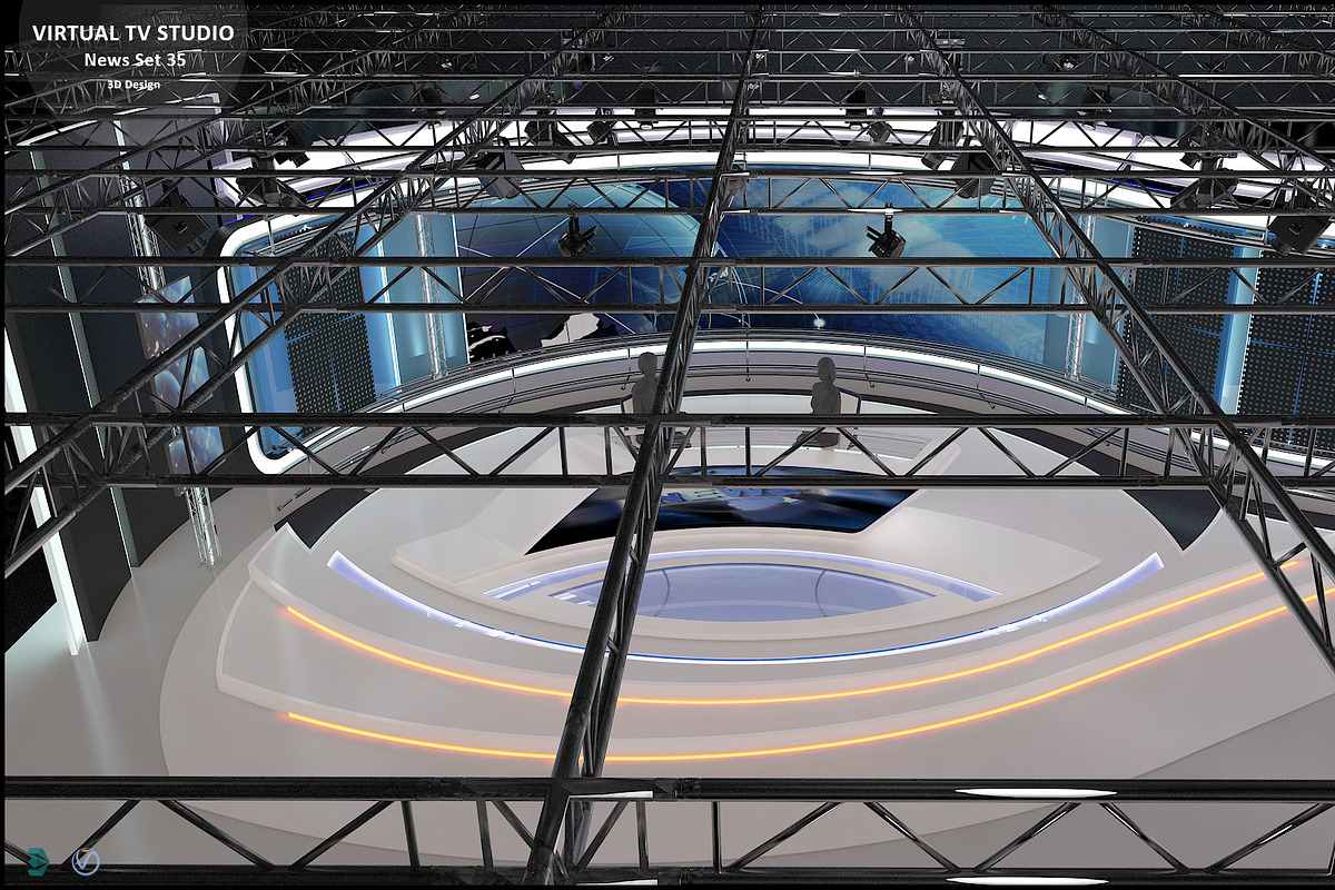 Virtual TV Studio News Set 35, an Architecture 3D Model by akerStudio (Photo 30 of 39)