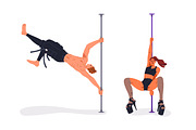 Sexy dancers perform pole dance set, a Person Illustration by Good Studio (Thumbnail 6 of 7)