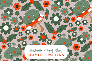 Mushroom & Frog Seamless Pattern