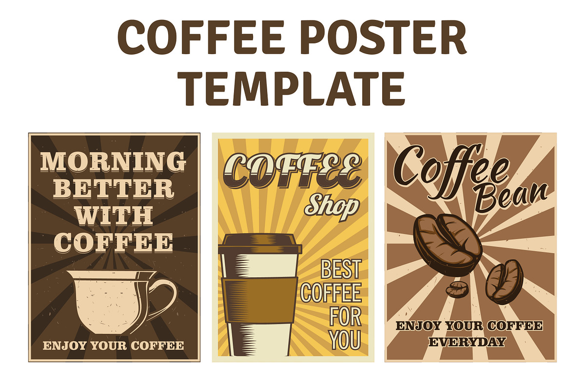 4 Coffee Poster Design, a Poster Template by VLSKA (Photo 1 of 3)