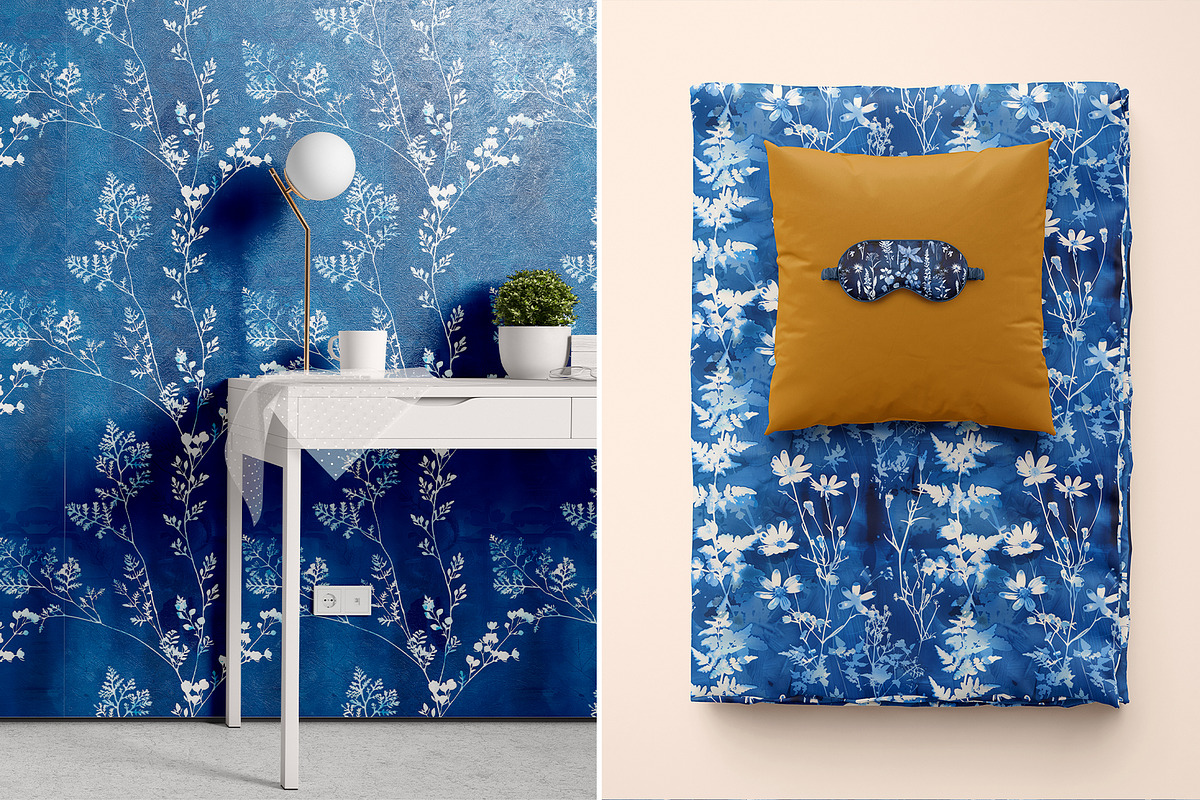 Cyanotype Floral Seamless Patterns, a Pattern Graphic by Ninterints (Photo 13 of 18)