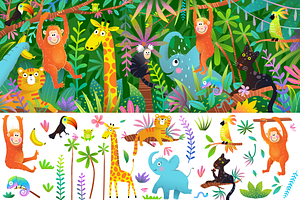 Animals in Tropical Jungle for Kids