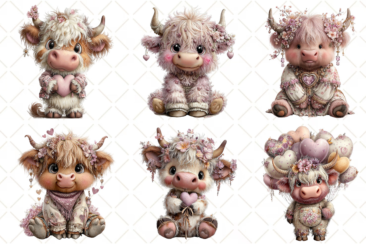 Whimsical Valentine Highland Cow, an Illustration by Black Bird Studio (Photo 2 of 6)