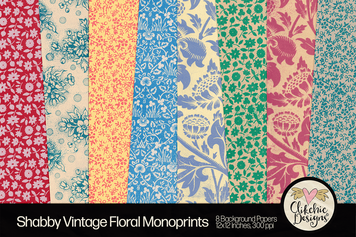 Shabby Vintage Floral Backgrounds, a Texture Graphic by Clikchic Designs (Photo 1 of 10)
