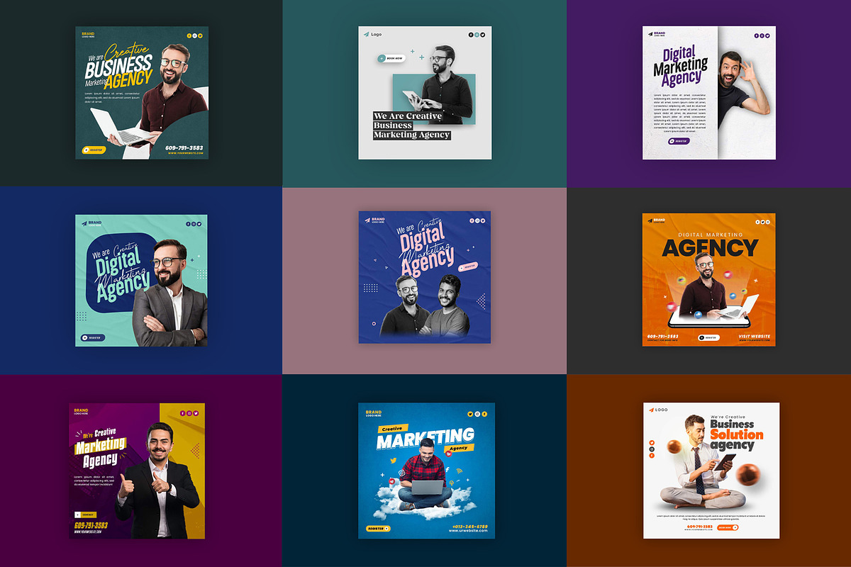 50 Marketing Agency Posts Bundle, a Social Media Template by Saman Osama (Photo 4 of 8)