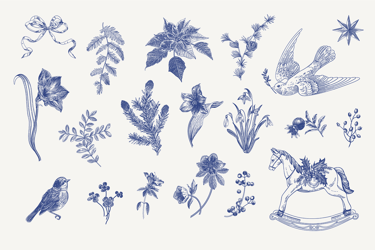 Christmas dreams. Blue & white, a Seasonal Illustration by olga.korneeva (Photo 4 of 12)