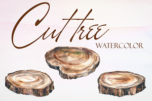 Watercolor Cut Tree Vector Set, a Pattern Graphic by Deckar_art