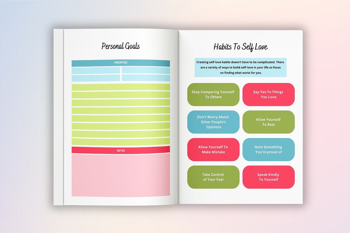 Self-Love Workbook & Planner, a Stationery Template by Designmela01 (Photo 4 of 8)