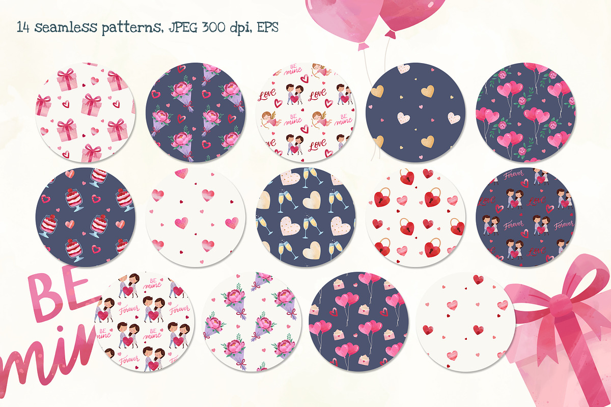 Valentine’s Day Watercolor Love Set, an Illustration by Hanna's ArtLab (Photo 2 of 7)