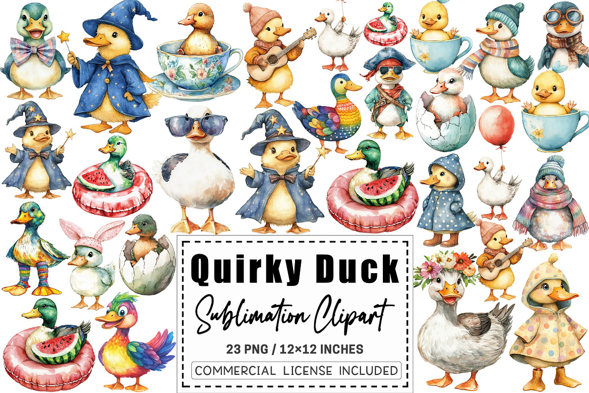 Quirky Duck Sublimation Clipart, a Graphic by CitraGraphics (Photo 1 of 4)