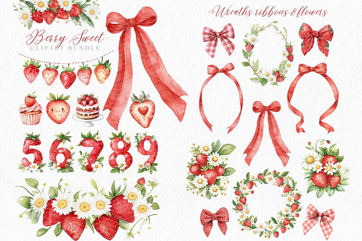 Berry Cute Strawberry Clipart, an Illustration by ClipArtCharm (Photo 3 of 5)