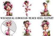 Whimsical Hawaiian Beach Girl Clipar, an Illustration by OK Design (Thumbnail 2 of 3)