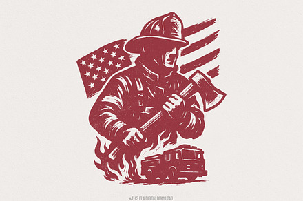 Firefighter PNG, American Flag