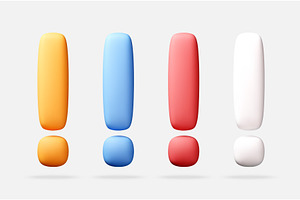 Set of 3d exclamation mark icons in, an Object Illustration by Abscent