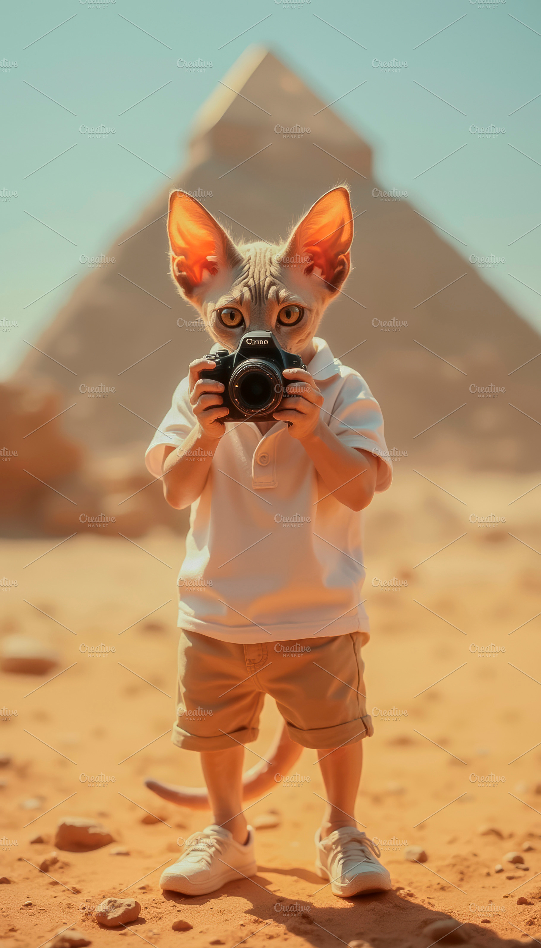Sphynx cat of the Egyptian pyramid, an Animal Photo by TatsianaSalauyova