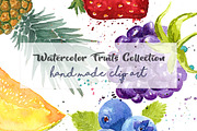 Watercolor Fruits ClipArt Pack, an Illustration by MaraquelaStudio (Thumbnail 1 of 6)