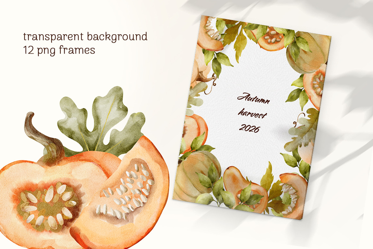Autumn Harvest Watercolor Collection, a Seasonal Illustration by Pattern + watercolor (Photo 4 of 12)