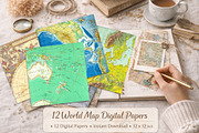 Vintage map patterns, 'Old world', a Pattern Graphic by Kiwi Fruit Punch (Thumbnail 3 of 6)