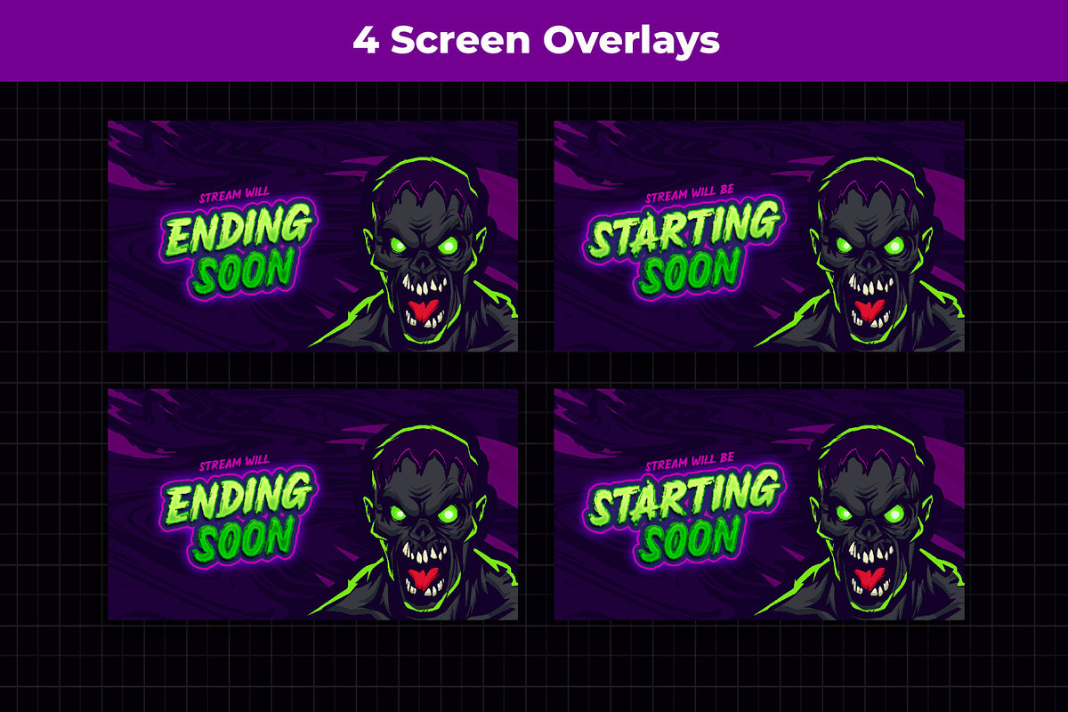 Scary Zombie Twitch Overlay Stream, a Design Template by Mhagi27