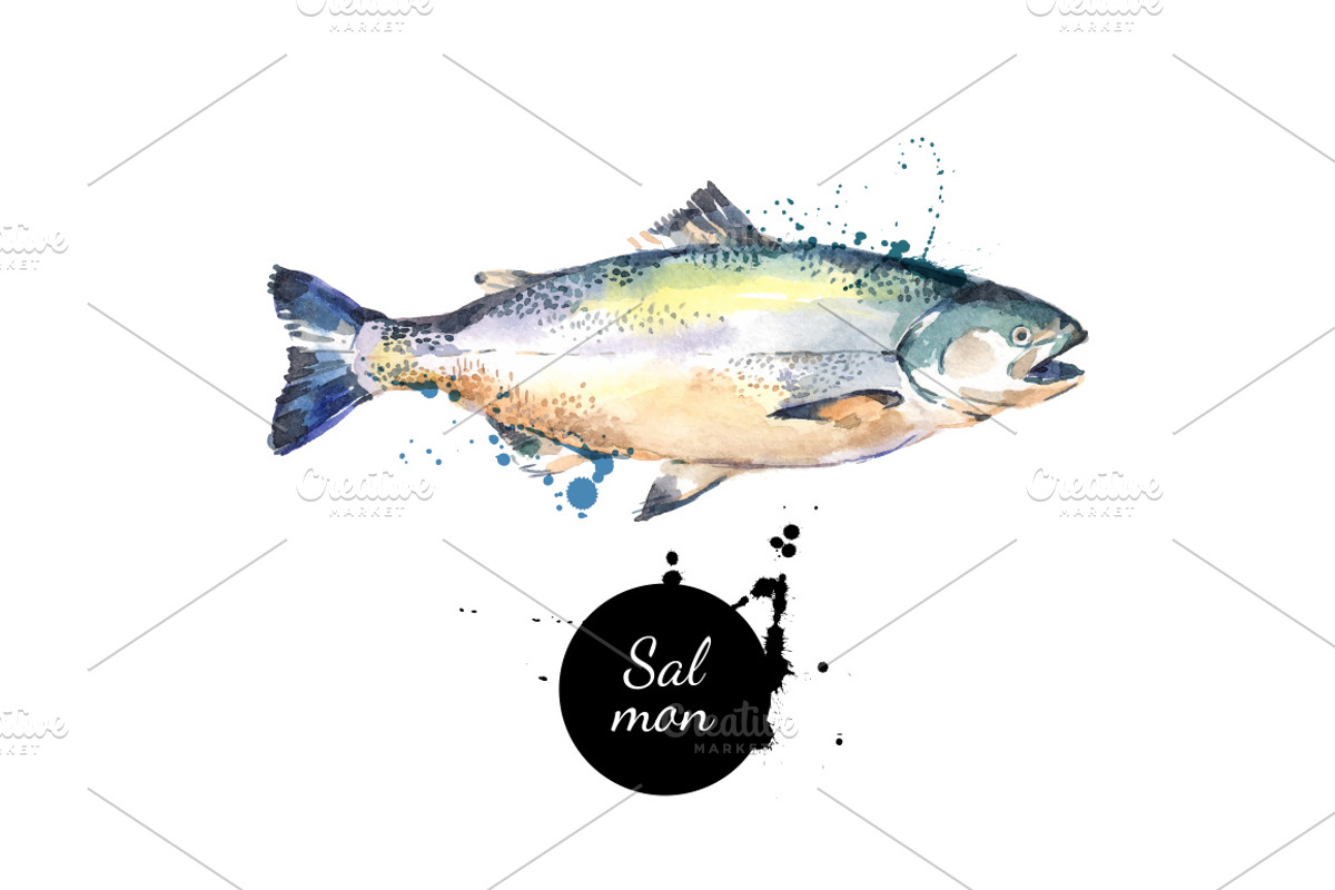 Watercolor Sketch Seafood Vector Set, an Animal Illustration by Elena Pimonova (Photo 3 of 4)