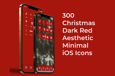 300 Christmas Dark Red iOS 14 Icons