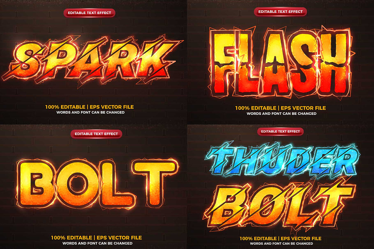 bolt spark editable text effect, a Brushes & More by Agung Kreatif