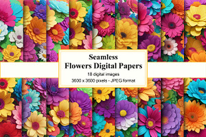 3D Flowers Digital Papers