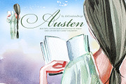 Watercolor Austen Clipart Set, a Person Illustration by ArtCreationsDesign (Thumbnail 22 of 22)