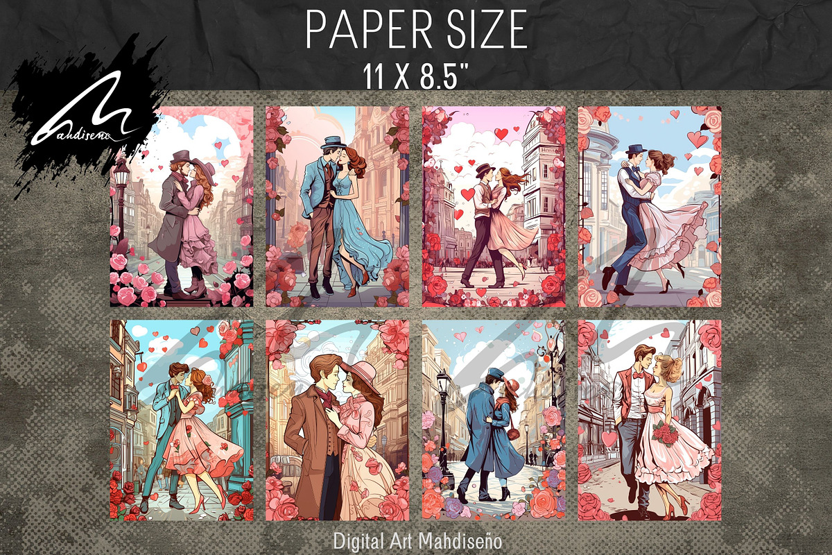 Victorian Romantic Lovers Paper Kit, a Person Illustration by Digital Art Mahdiseño (Photo 3 of 9)