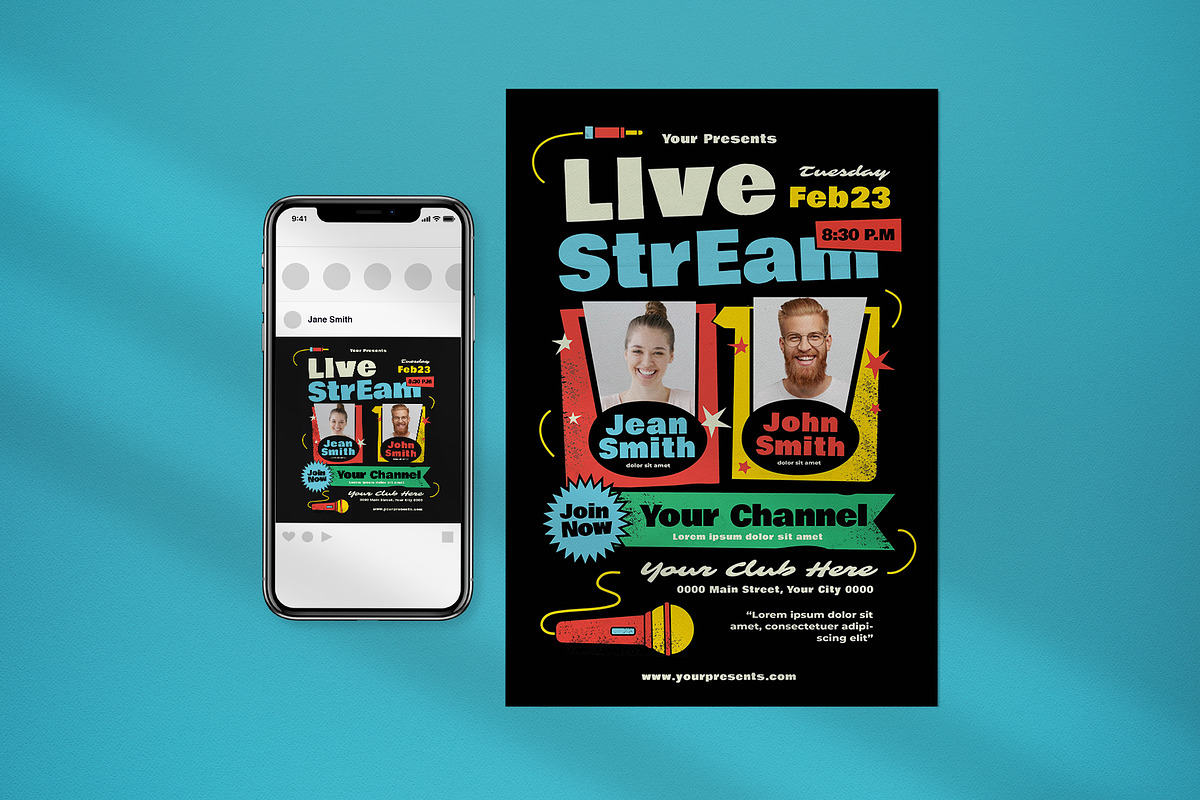 Live Stream Flyer, a Flyer Template by lilyshop