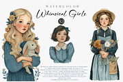 Whimsical Girls Clipart Set, an Illustration by CreationArt (Thumbnail 4 of 7)