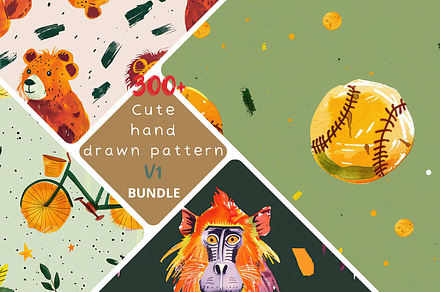300+ Cute hand drawn pattern V1