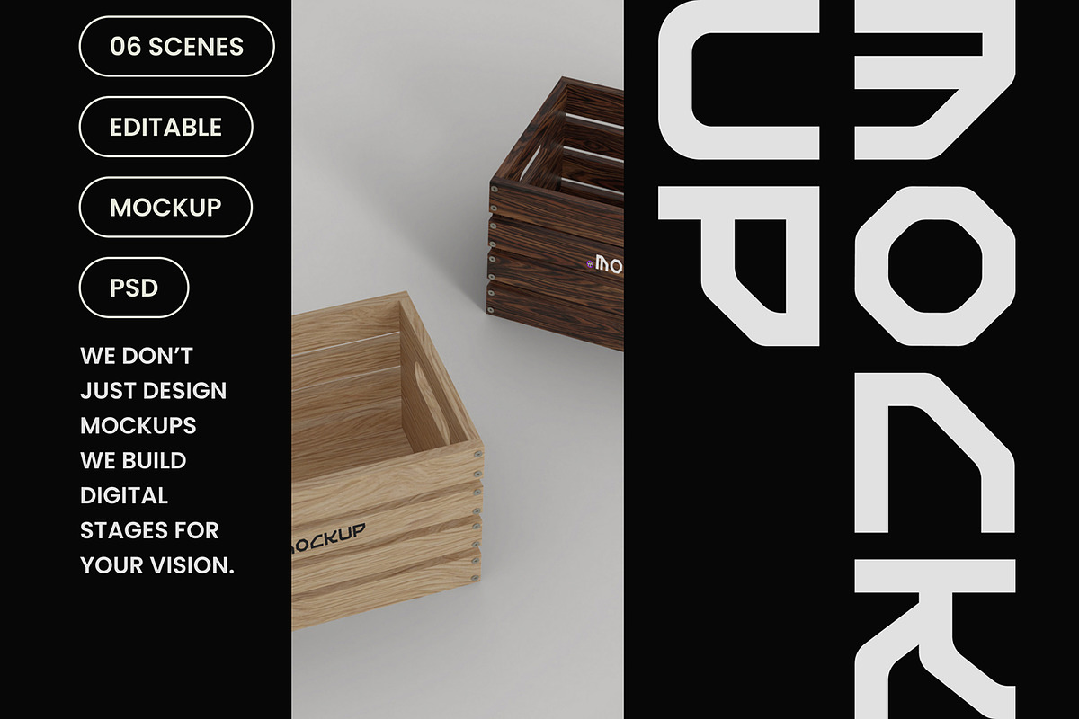 Wooden Storage Crate Mockup, a Household Mockup by hiddemaru (Photo 4 of 4)