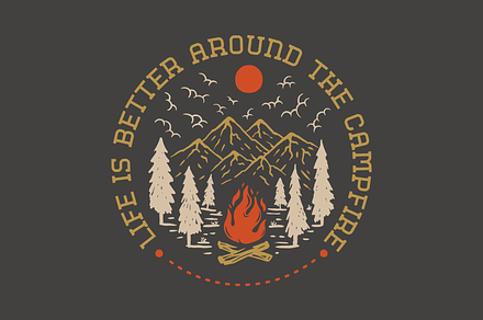 Life is Better Around The Campfire, an Object Illustration by Mangustudio