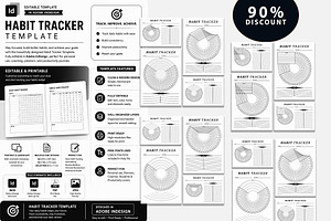 Habit Tracker Bundle Pack I InDesign