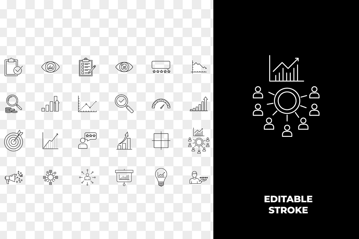Business Analysis Icon Set, an Outline Icon by Unique Design Team (Photo 2 of 3)