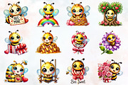 Peeking valentine bee clipart, an Illustration by RobertsArt (Thumbnail 4 of 7)